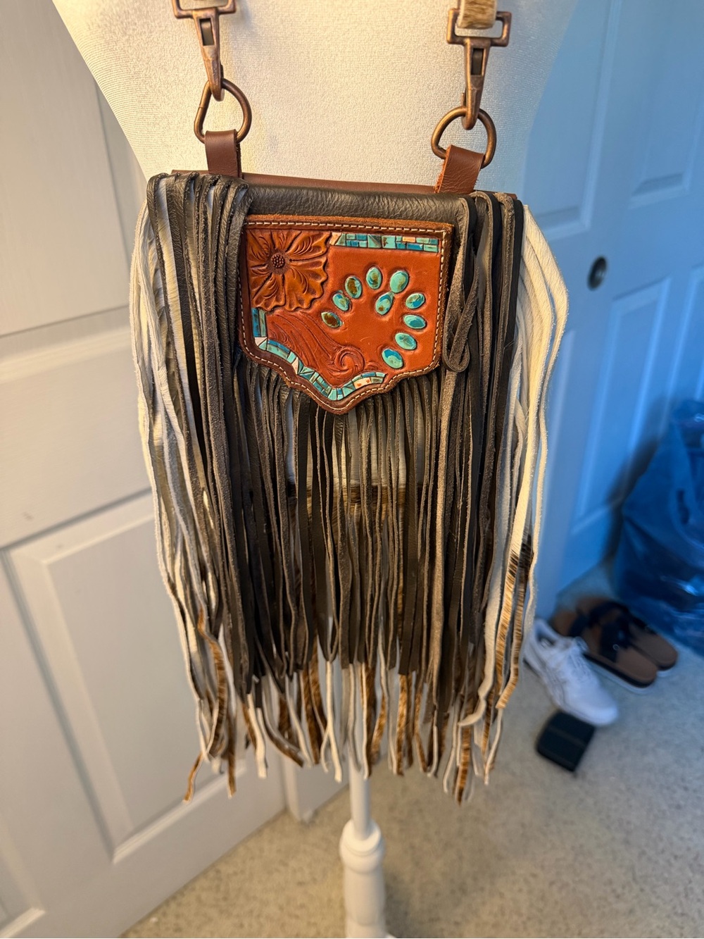 Western Genuine Hair on Hide Leather boho bag